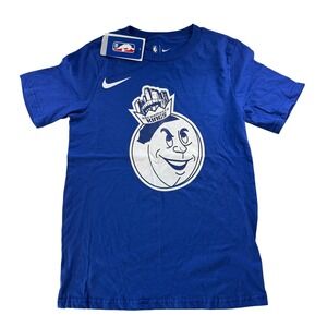 Nike NBA Sacramento Kings Retro Logo Tee Shirt Royal Blue Youth Medium NEW